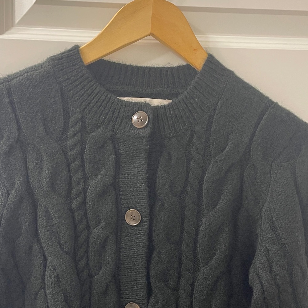 Loft Cable Knit Cardigan Black Sweater